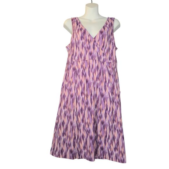 Eddie Bauer Womens Medium Tank Dress Sleeveless Abstract Pink Purple Stretch - Picture 1 of 13